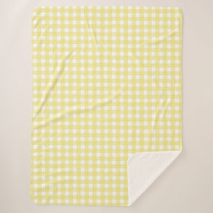 Cobertor Sherpa Gingham amarelo pálido e branco
