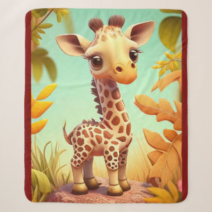 Cobertor Sherpa Girafa Bebê Fofo Tropical Cartoon-37560