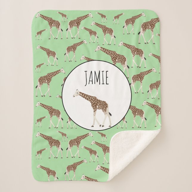 Cobertor Sherpa Giraffe Jungle Safari Animal (Frente)