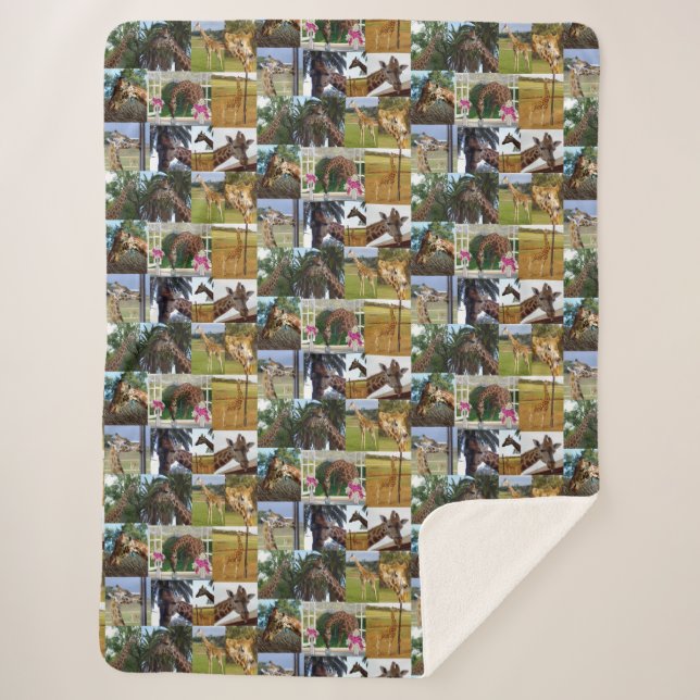 Cobertor Sherpa Giraffe Photo Collage, (Frente)
