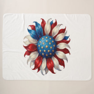 Cobertor Sherpa Girassol Bandeira Americana 4 De Julho