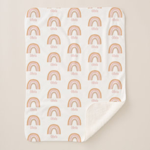 Cobertor Sherpa Girls Cute Pink Boho Watercolor Nome Arco-Íris
