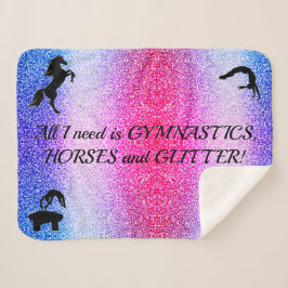 Cobertor Sherpa Girls Gymnastics, Horses, Glitter Sherpa Blanket