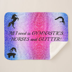 Cobertor Sherpa Girls Gymnastics, Horses, Glitter Sherpa Blanket