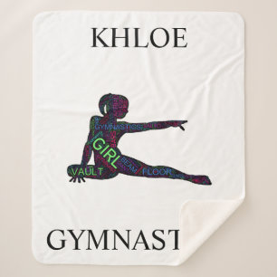 Cobertor Sherpa Girls Gymnastics Word Art Sherpa Blanket