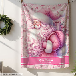 Cobertor Sherpa Girls Pink Papais noeis Name Blanket Holiday Pinkm