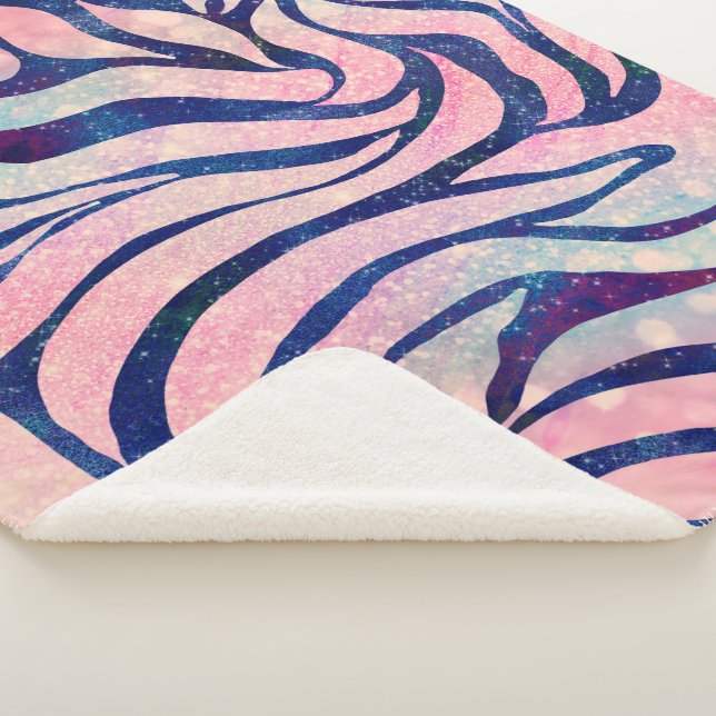 Cobertor Sherpa Glamorus Holográfico Blue Zebra Stripes (3/4)