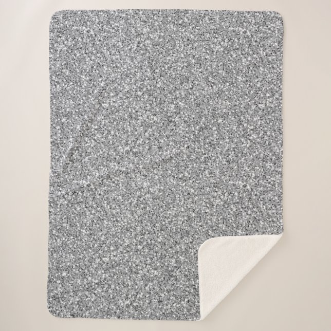Cobertor Sherpa Glitter de Prata Metálico (Frente)