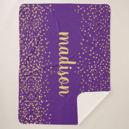 Cobertor Sherpa Glitter Dourado Confetti | Roxo personalizado