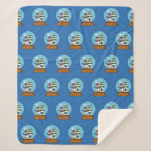 Cobertor Sherpa Globo de Neve com Padrão de Neve e Pine Tree