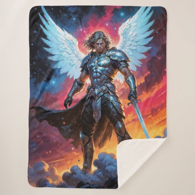 Cobertor Sherpa Gloryblade Arcanjo Miguel (Frente)