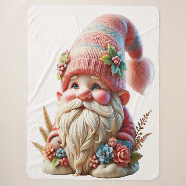 Cobertor Sherpa Gnome das flores (Frente)