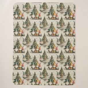 Cobertor Sherpa Gnomos de Inverno Com Árvore de Natal Acesa