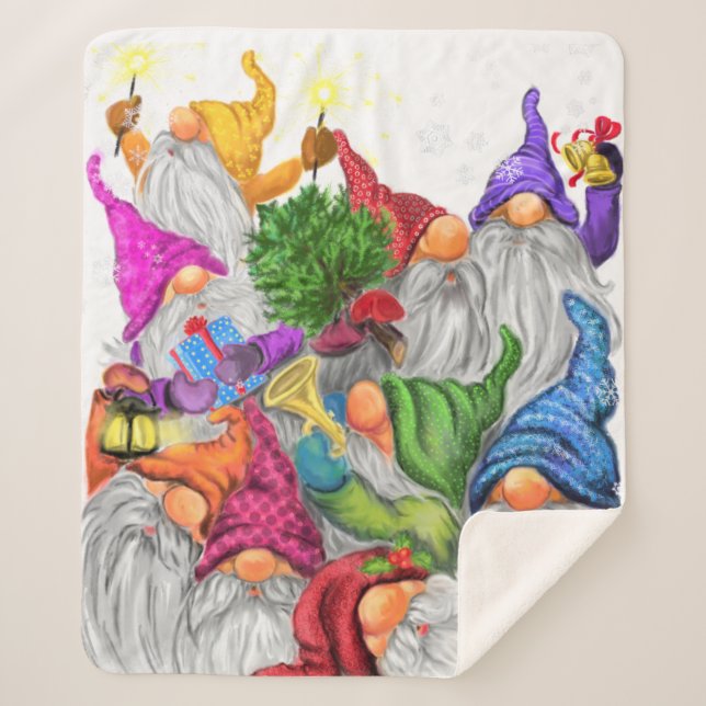 Cobertor Sherpa Gnomos de Natal Sherpa Blanket Gift (Frente)