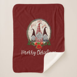 Cobertor Sherpa Gnomos de Natal Vermelhos Elfos da Moda