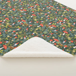 Cobertor Sherpa Gnomos e Cogumelos florestais