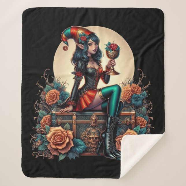 Cobertor Sherpa Goblincore Gothic Fairy Fantasy Hallowmas (Frente)