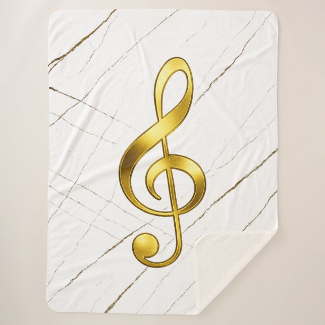 Cobertor Sherpa Gold Treble Clef Marble Home Decor (Frente)