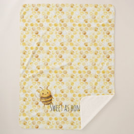 Cobertor Sherpa Gold Yellow Honeycomb Sweet Cute Honey Bee