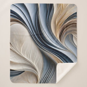 Cobertor Sherpa Golden Air - Azul Suave e Dourado Fluindo Abstrato