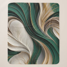 Cobertor Sherpa Golden Air – Esmeralda e Ouro Fluindo Abstrato