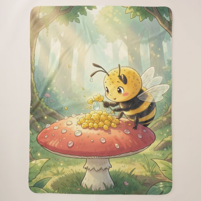 Cobertor Sherpa Golden Bumblebee in Bloom Dance.2 (Frente)