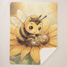 Cobertor Sherpa Golden Bumblebee in Bloom Dance.4