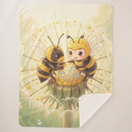 Cobertor Sherpa Golden Bumblebee in Bloom Dance.5