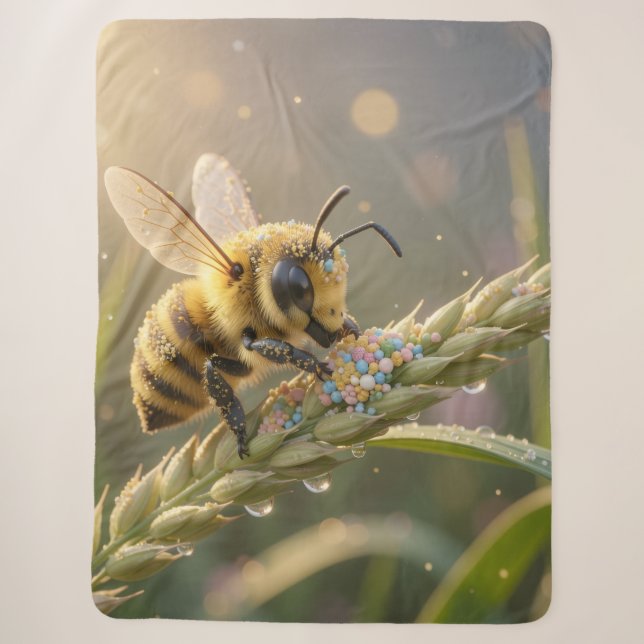 Cobertor Sherpa Golden Bumblebee in Bloom Dance.7 (Frente)