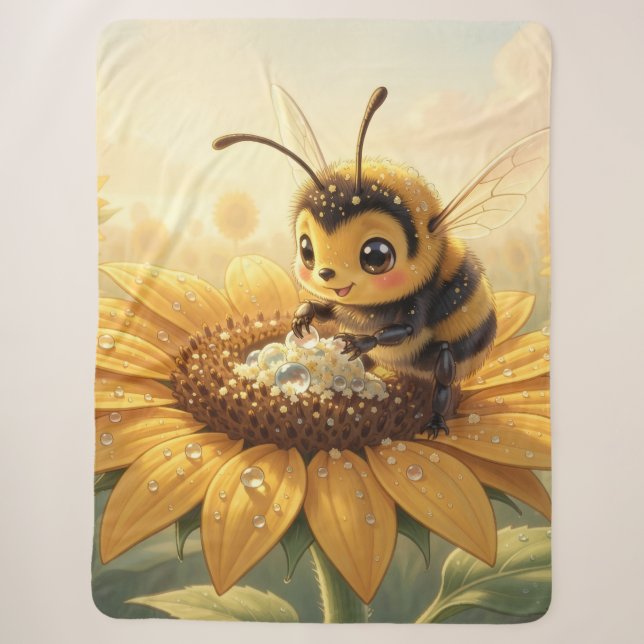 Cobertor Sherpa Golden Bumblebee in Bloom Dance.9 (Frente)
