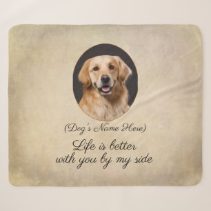 Cobertor Sherpa Golden Retriever Personalizado ao Meu Lado