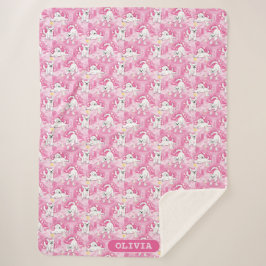 Cobertor Sherpa Golden Retriever Puppy in Pink Garden