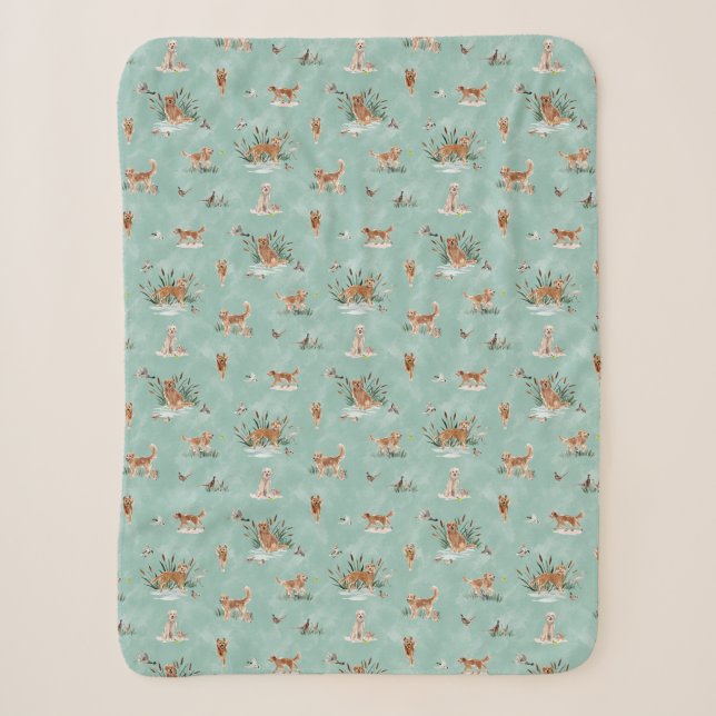 Cobertor Sherpa GOLDEN RETRIEVER TOILE Aqua (Frente)