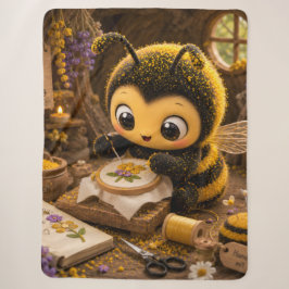 Cobertor Sherpa Goldene Hummel im Blütentanz.11