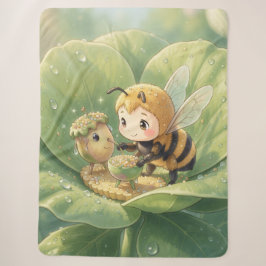Cobertor Sherpa Goldene Hummel im Blütentanz.3