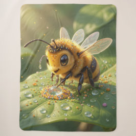 Cobertor Sherpa Goldene Hummel im Blütentanz.5