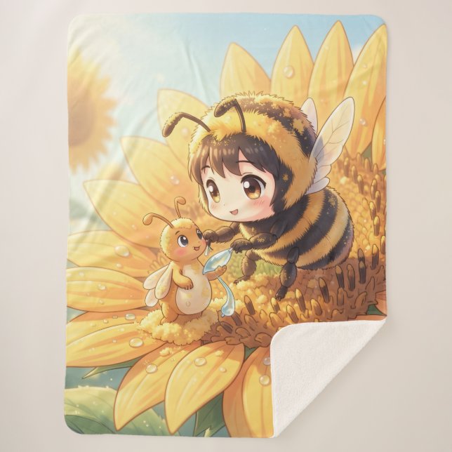 Cobertor Sherpa Goldene Hummel im Blütentanz.7 (Frente)