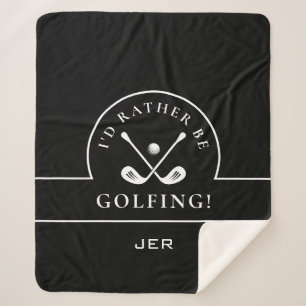 Cobertor Sherpa Golf Preto e Branco Eu Preferiria Estar Jogando Go