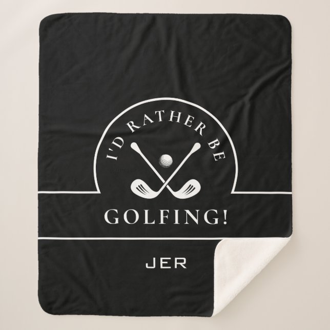 Cobertor Sherpa Golf Preto e Branco Eu Preferiria Estar Jogando Go (Frente)