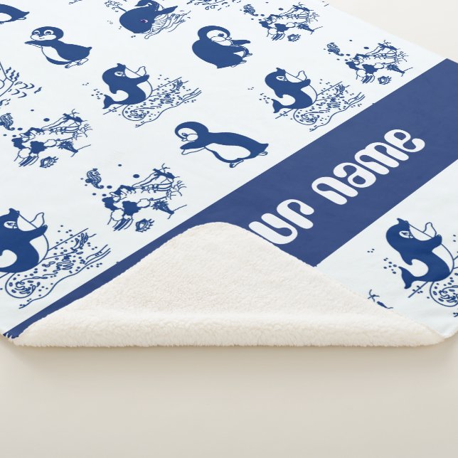 Cobertor Sherpa Golfinhos, Baleias e Pinguins (3/4)