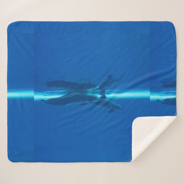 Cobertor Sherpa Golfinhos e reflexões (Frente (Horizontal))