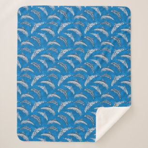 Cobertor Sherpa Golfinhos Tribais Havaianos Azul Oceânico