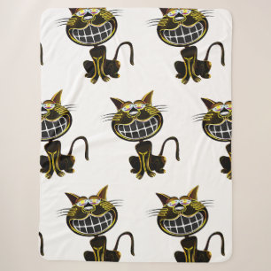 COBERTOR SHERPA GORDURA DE NEGRO E DE GATO AMARELO BRILHO