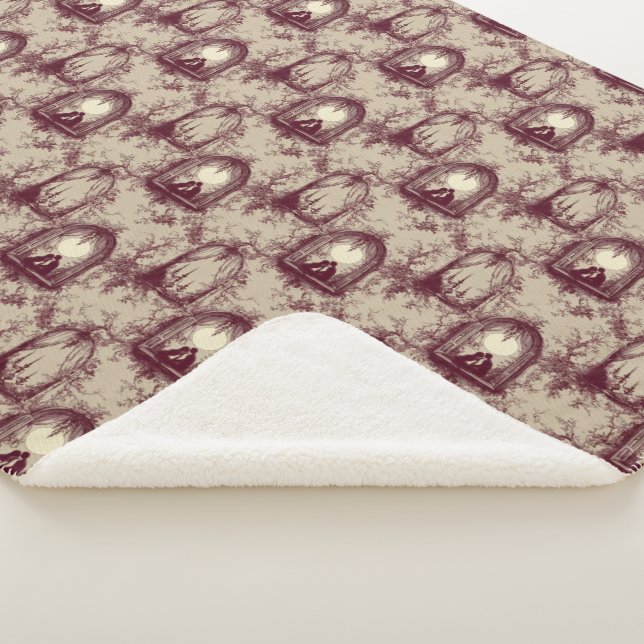 Cobertor Sherpa Gothic Love Valentine Burgundy Toile De Jouy  (3/4)