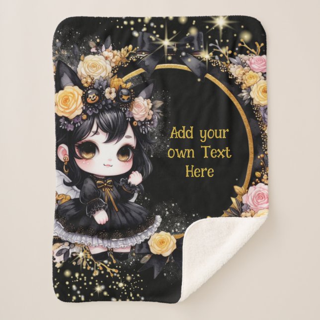Cobertor Sherpa Gótico de decoração personalizado de gótica Kawaii (Frente)