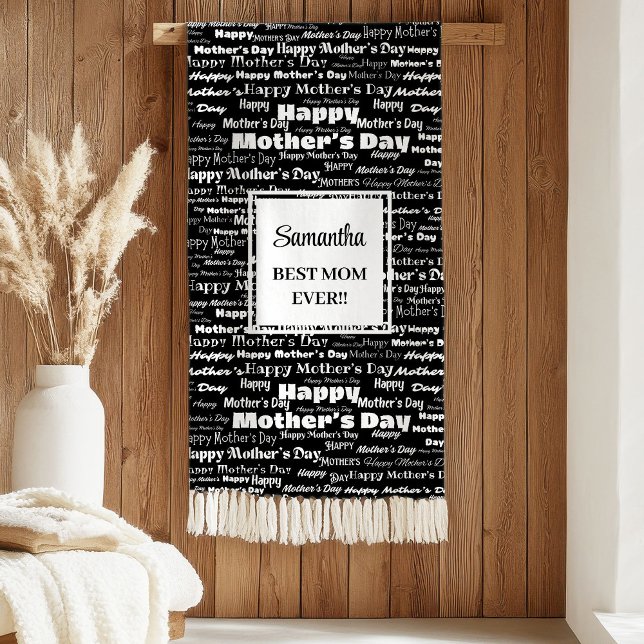 Cobertor Sherpa Graceful Black Script Mother’s Day Personalized (Graceful Black Script Mother’s Day Personalized Sherpa Blanket)