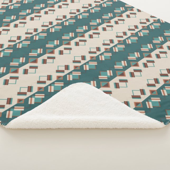 Cobertor Sherpa Grade Teal e Marrom da Terra  (3/4)