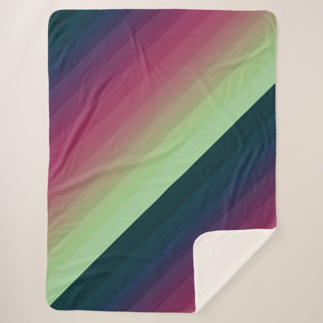 Cobertor Sherpa Gradient ombre stripe branda fina e multicolo (Frente)