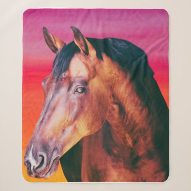 Cobertor Sherpa Gradiente de Cavalo Baio    (Frente)