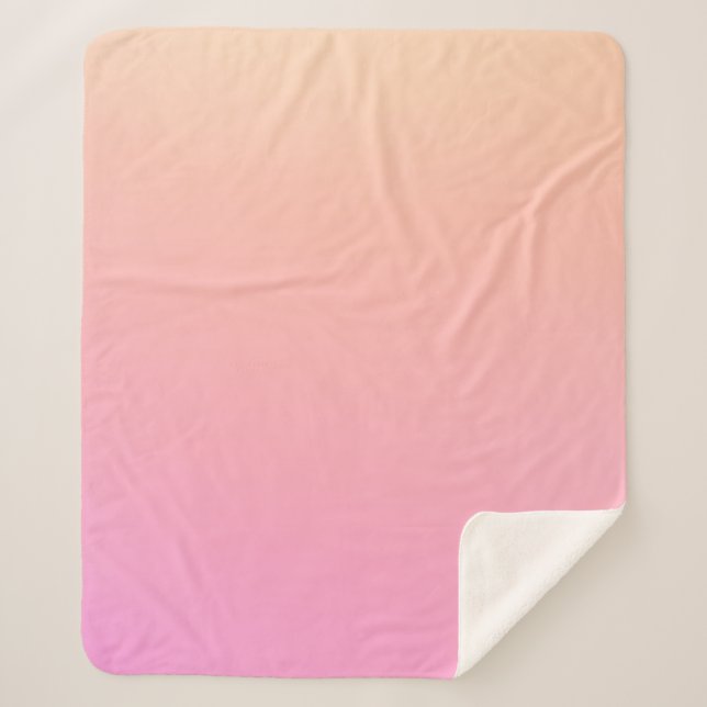 Cobertor Sherpa Gradiente de pêssego e rosa (Frente)
